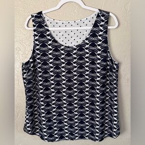 Chico's Top Women's Size L Blue White 2 in 1 Reversible Sleeveless Tank Top